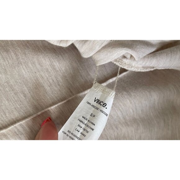 Vince Beige Long Sleeve Top Size S 100% Viscose Lightweight Casual Pullover - Picture 4 of 6